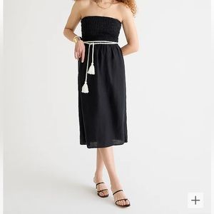 J Crew Smocked Strapless Linen Dress